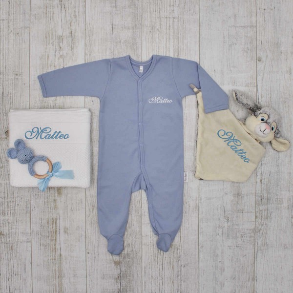 Complet Babyset - Crazy about bunnies, blue