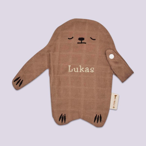 Comforter with dummy clip, sloth