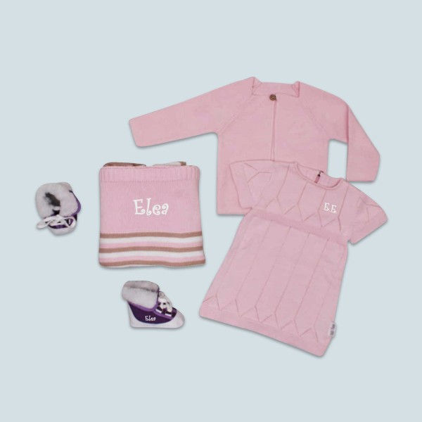 Baby &quot;Complete&quot; knitted set, pink
