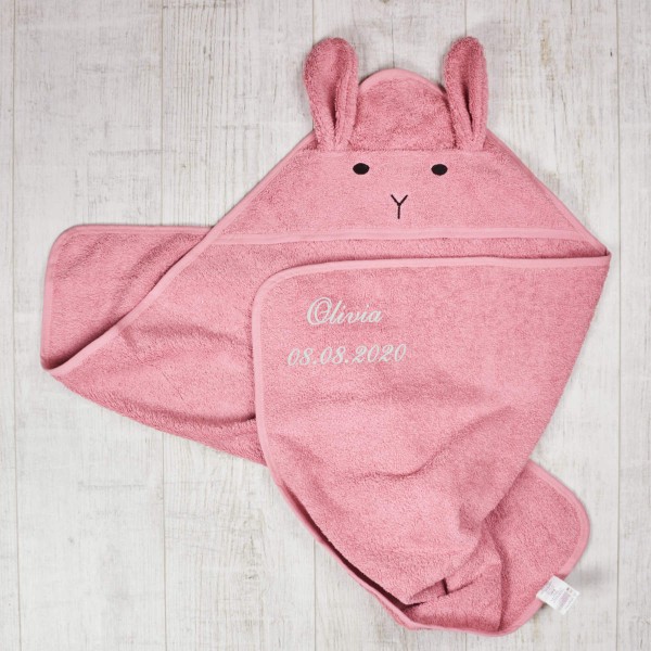Hooded towel, Bunny, Pink
