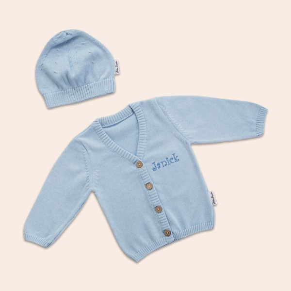 Cardigan and hat, Blue