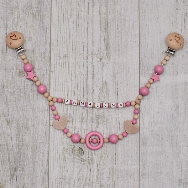 Pram chain, Swing, pink, personalised