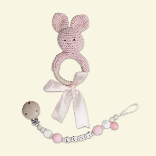 Pacifier Chain And Crochet Bunny