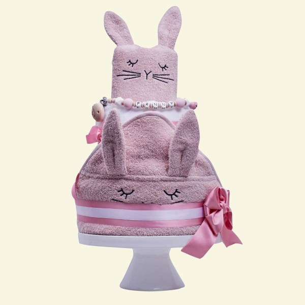 Diaper Cake Medium, bath time - Bunny, pink
