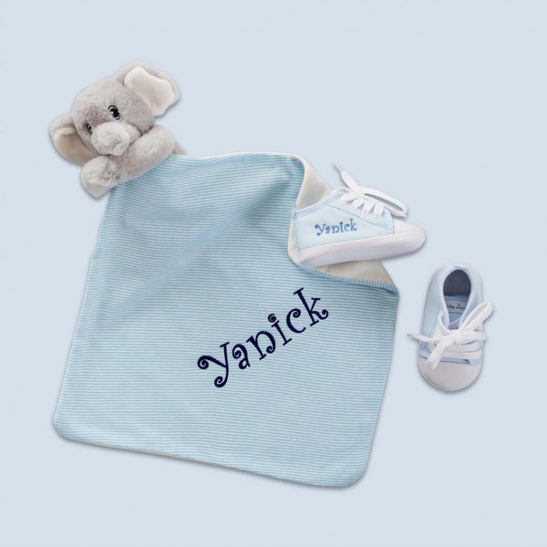 Doudou &amp; chaussures bébé, éléphant et bleu