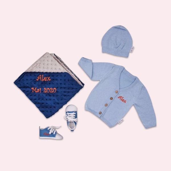 Pullover, Decke & Schuhe Set, Blau & Navy, 1