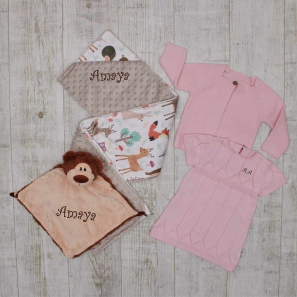 &quot;Essentials&quot; knitted set - Forest, pink